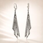 Vintage Sterling Silver Geometric Crystal Drop Earrings