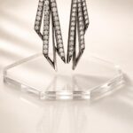 Vintage Sterling Silver Geometric Crystal Drop Earrings