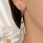 Vintage Sterling Silver Crystal Geometric Drop Earrings