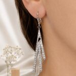 Vintage Sterling Silver Geometric Crystal Drop Earrings