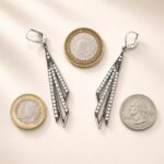 Vintage Sterling Silver Crystal Geometric Drop Earrings
