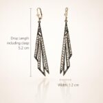 Vintage Sterling Silver Crystal Geometric Drop Earrings