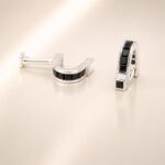 Sterling Silver Black Diamond Sculptural Wrap Cufflinks