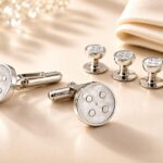 Sterling Silver Mother of Pearl Cufflink and Stud Set