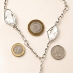 Silver Plated Crystal Geometric Drop Lariat Necklace