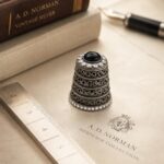 Silver-Tone Filigree Onyx Crystal Sewing Thimble