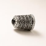 Silver-Tone Filigree Onyx Crystal Sewing Thimble