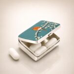 Hand-Painted Robin Enamel Sterling Silver Pill Box 3 Hand-Painted Robin Enamel Sterling Silver Pill Box