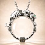 Sterling Silver Panther Magnifying Glass Loupe Pendant