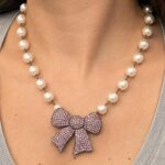 Swarovski Crystal and Pearl Bow Statement Necklace