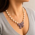 Swarovski Crystal and Pearl Bow Statement Necklace