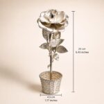 Handmade Sterling Silver Rose Sculpture in Basket