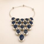 Vintage Sterling Silver Sodalite Sculptural Collar Necklace