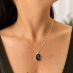 Vintage Sterling Silver Opal Mosaic Unicorn Pendant Necklace