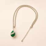 Sterling Silver Snake Wrapped Green Enamel Egg Pendant