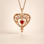 Gold Plated January Garnet Swarovski Heart Necklace