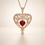 Gold Plated January Garnet Swarovski Heart Necklace