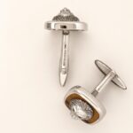 Sterling Silver Lion Head Tiger's Eye Emerald Cufflinks