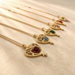 Gold Plated January Garnet Swarovski Heart Necklace