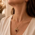 Gold Plated January Garnet Swarovski Heart Necklace