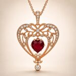 Gold Plated January Garnet Swarovski Heart Necklace