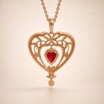 July Ruby Swarovski Crystal Gold-Plated Heart Necklace