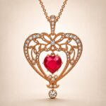 July Ruby Swarovski Crystal Heart Pendant Necklace 1 July Ruby Swarovski Crystal Heart Pendant Necklace
