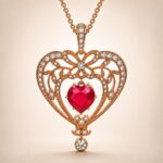 July Ruby Swarovski Crystal Gold-Plated Heart Necklace