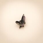 Sterling Silver Dolphin Ring with Pink CZ, Black Rhodium