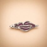Sterling Silver Shell Brooch with Pink CZ and Black Rhodium