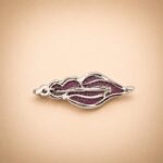 Sterling Silver Shell Brooch with Pink CZ and Black Rhodium