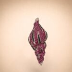 Sterling Silver Shell Brooch with Pink CZ and Black Rhodium