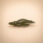 Sterling Silver Shell Brooch with Green Cubic Zirconia