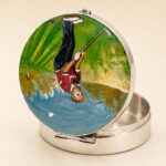 Sterling Silver Hand-Painted Enamel Golfer Pill Box