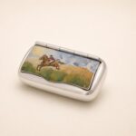 Sterling Silver Hand-Painted Enamel Hunting Pill Box