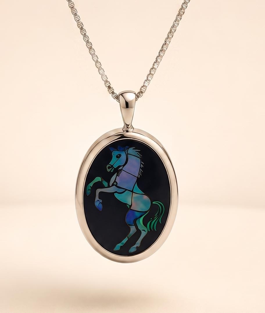 il-fullxfull.8326685923-phcg-il-fullxfull.8326685923-phcg-5.jpg Vintage Sterling Silver Opal Mosaic Unicorn Necklace