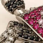 Sterling Silver Pink CZ Crab Brooch, Black Rhodium