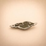 Sterling Silver Shell Brooch with Green CZ and Black Rhodium