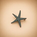 Sterling Silver Pink CZ Black Rhodium Starfish Brooch