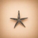 Sterling Silver Pink CZ Black Rhodium Starfish Brooch