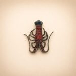 Sterling Silver Lobster Brooch with Red Cubic Zirconia