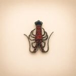 Sterling Silver Lobster Brooch with Red Cubic Zirconia
