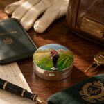 Sterling Silver Hand-Painted Enamel Golfer Pill Box