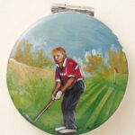 Sterling Silver Hand-Painted Enamel Golfer Pill Box 13 Sterling Silver Hand-Painted Enamel Golfer Pill Box