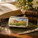 Sterling Silver Hand-Painted Enamel Hunting Pill Box