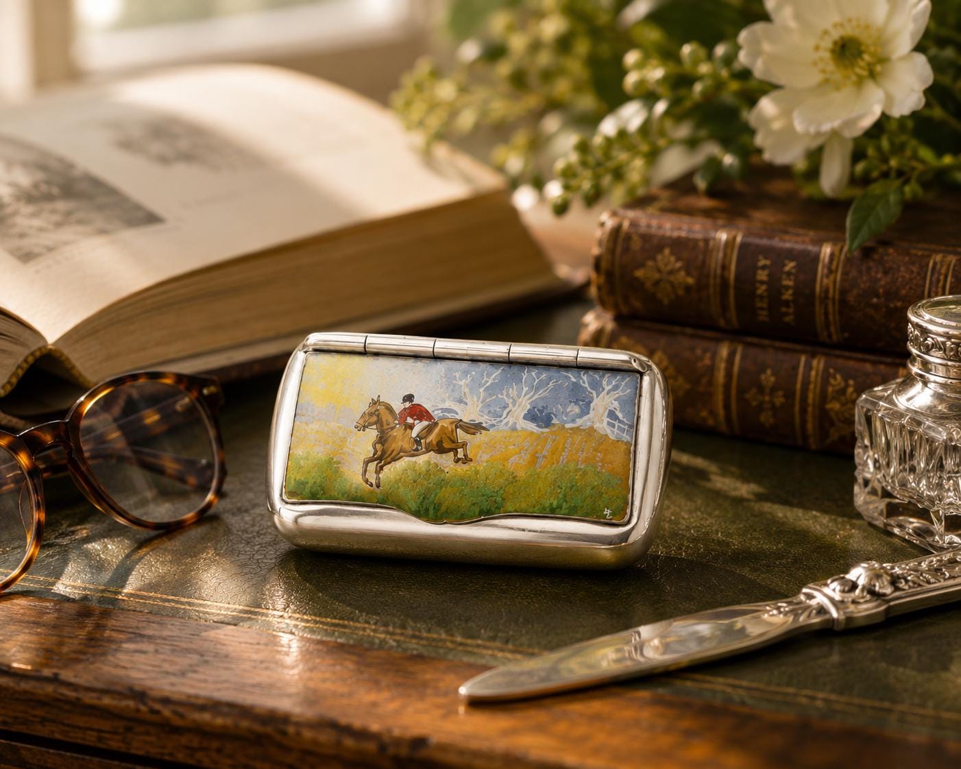 il-fullxfull.8369409157-ey0t-il-fullxfull.8369409157-ey0t-11.jpg Sterling Silver Hand-Painted Enamel Horse Rider Pill Box