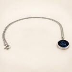 Vintage Sterling Silver Opal Mosaic Bird Pendant Necklace