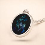 Vintage Sterling Silver Opal Mosaic Bird Pendant Necklace