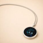 Vintage Sterling Silver Opal Mosaic Bird Pendant Necklace