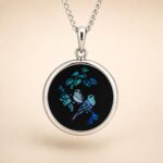 Vintage Sterling Silver Opal Mosaic Bird Pendant Necklace